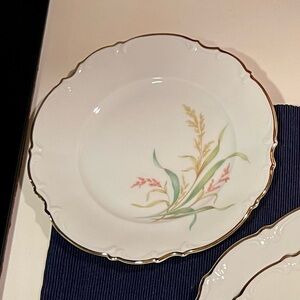 Hutschenreuther Bavaria “Sylvia” Bread Plates (2), Gold Trim, Botanical Pattern